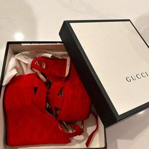 Gucci Hibiscus red platform, wedge heels
